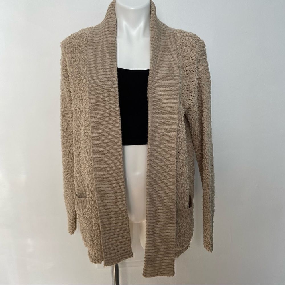 Sabrina Lauren Textured Open Long Cardigan